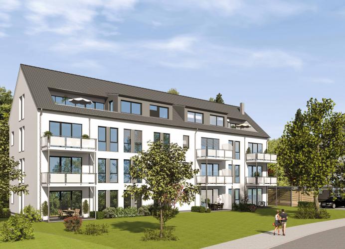 Wer sich für eine Eigentumswohnung interessiert, sollte die Mehrfamilienhäuser „Waldstadt II“ in Berlin-Tegel besichtigen: Diese sind schon ab Sommer 2018 bezugsfertig. <i>Grafik: HELMA Wohnungsbau GmbH</i>