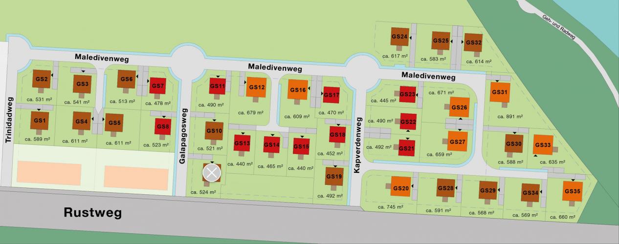 35 Grundstücke zur individuellen Bebauung stehen im ersten Bauabschnitt der Havelmarina Berlin zum Verkauf. <i>Grafik: HELMA Wohnungsbau GmbH</i>
